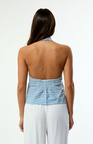 Gingham Louise Tie Front Halter Top image number 3