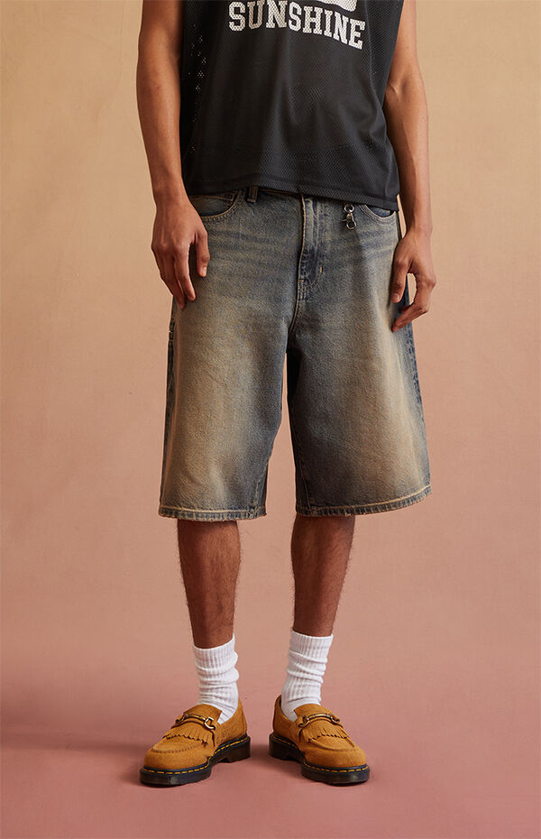 RARE DNM EDIT Dark Blue Tinted Clip Baggy Denim Shorts