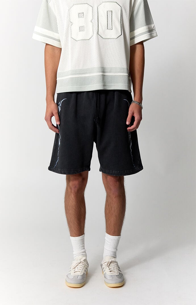 Pacsun Black Graphic Fleece Volley Sweat Shorts