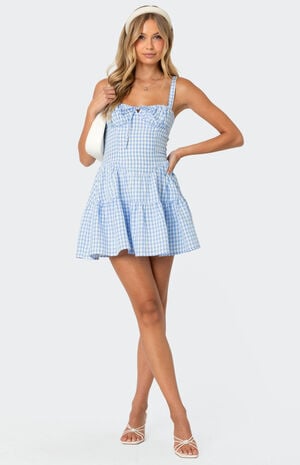 Basil Cupped Gingham Mini Dress image number 1