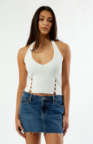 Button Front Sweater Halter Top image number 2