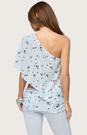 Zephyra Beaded & Sequin One Shoulder Poncho image number 3