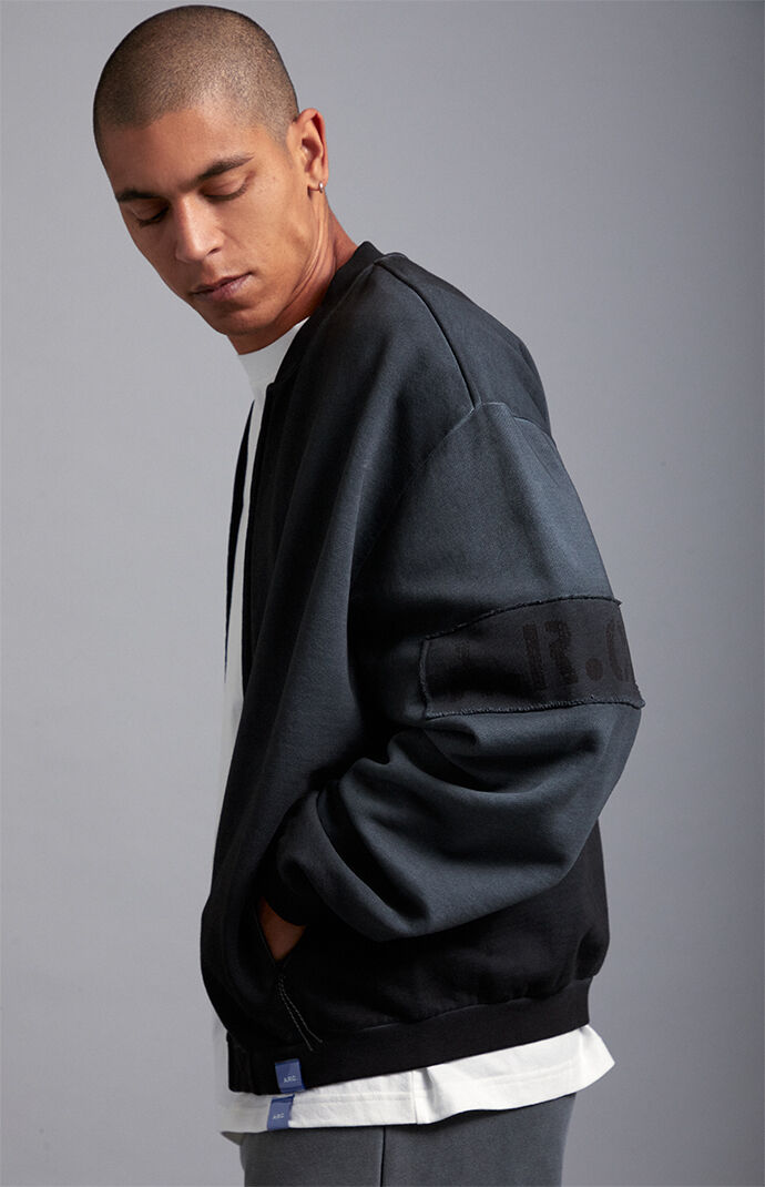 A.R.C. Black Vintage Wash Heavyweight Fleece Bomber Jacket