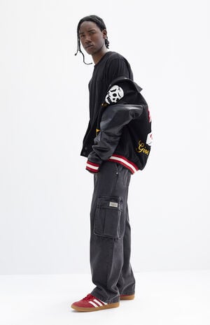 Black Wash Baggy Cargo Jeans image number 1