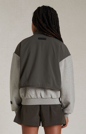 Kids Dark Heather Oatmeal Ink Nylon Fleece Mock Neck Sweatshirt image number 4