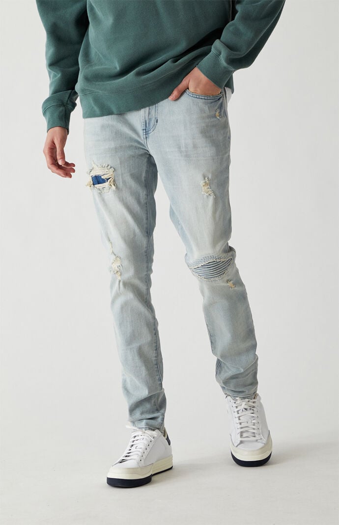 PacSun Light Biker Panel Stacked Skinny Jeans PacSun