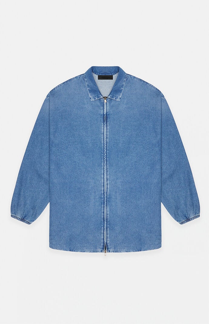 Fear of God Essentials Medium Wash Denim Overshirt Jacket