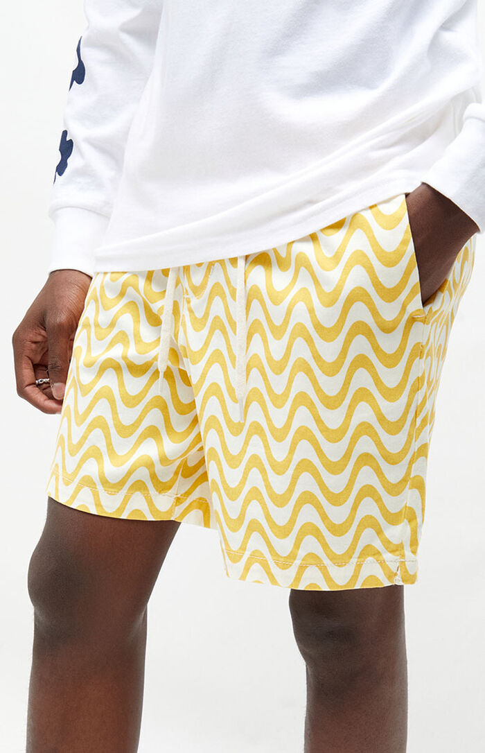 PacSun Yellow Wave Twill Volley Shorts | PacSun