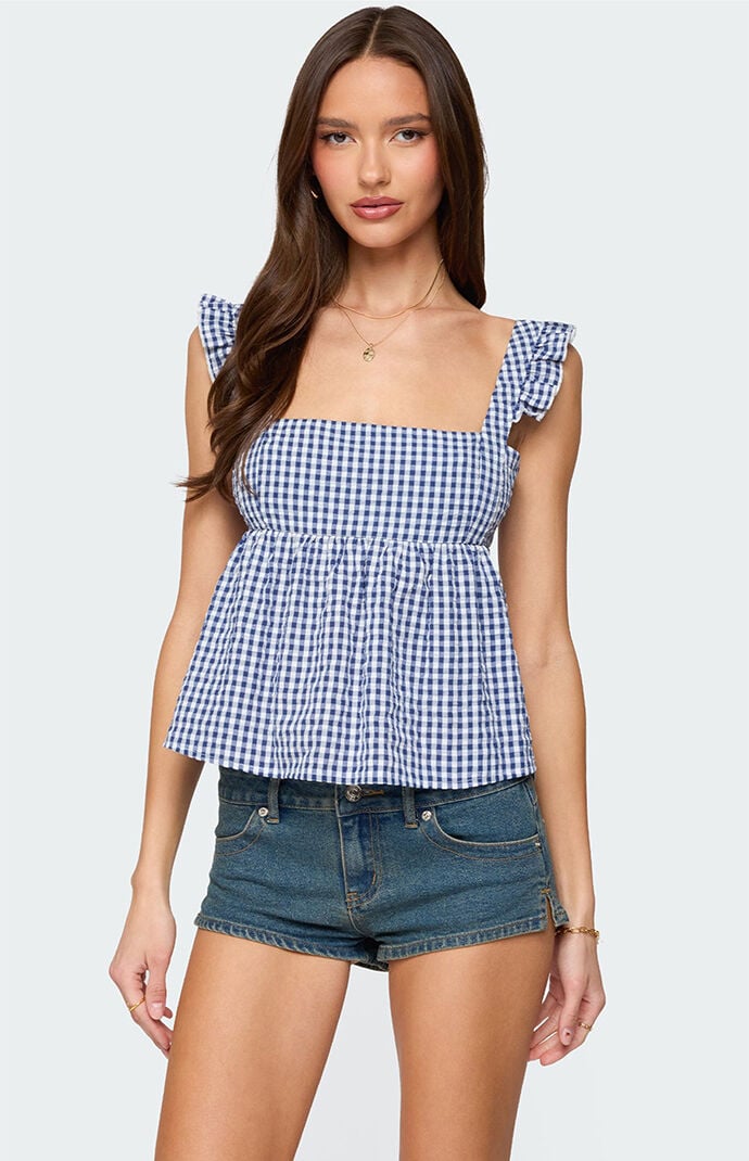 Edikted Jenson Backless Gingham Top | PacSun
