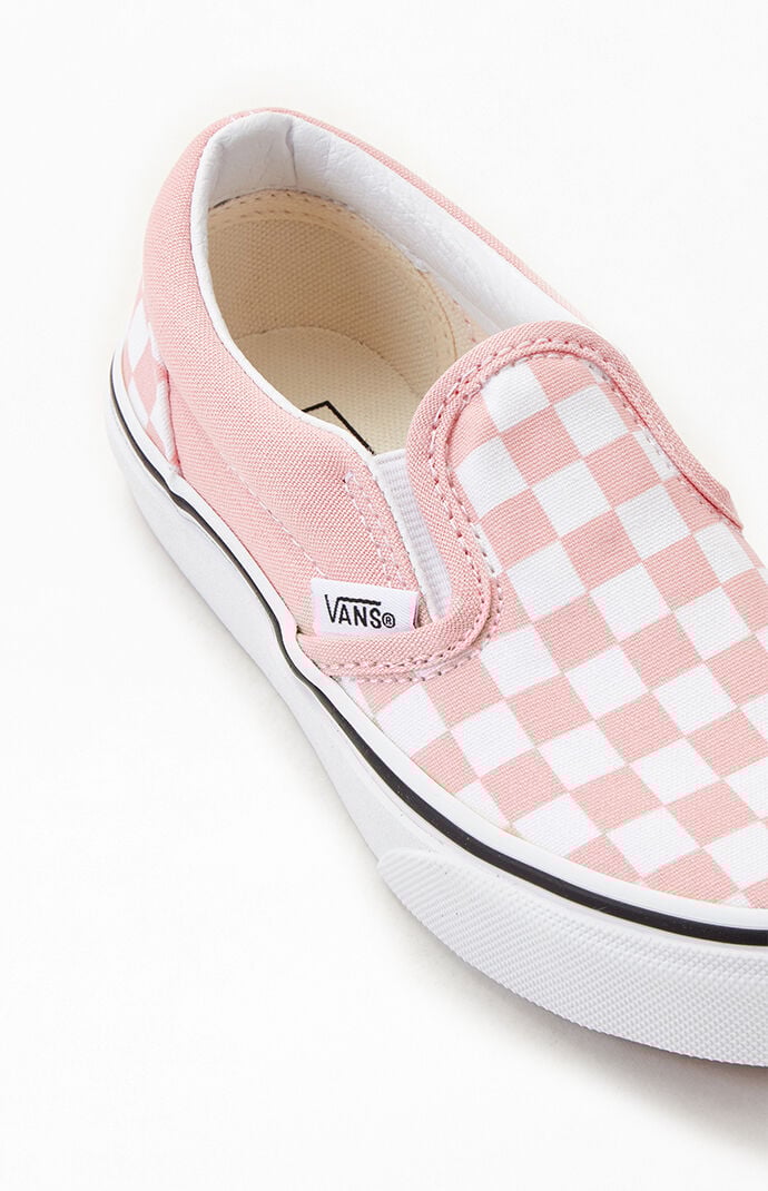 Vans Kids White Pink Checker Classic Slip On Shoes PacSun