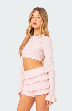 Delana Embroidered Knit Crop Top image number 3