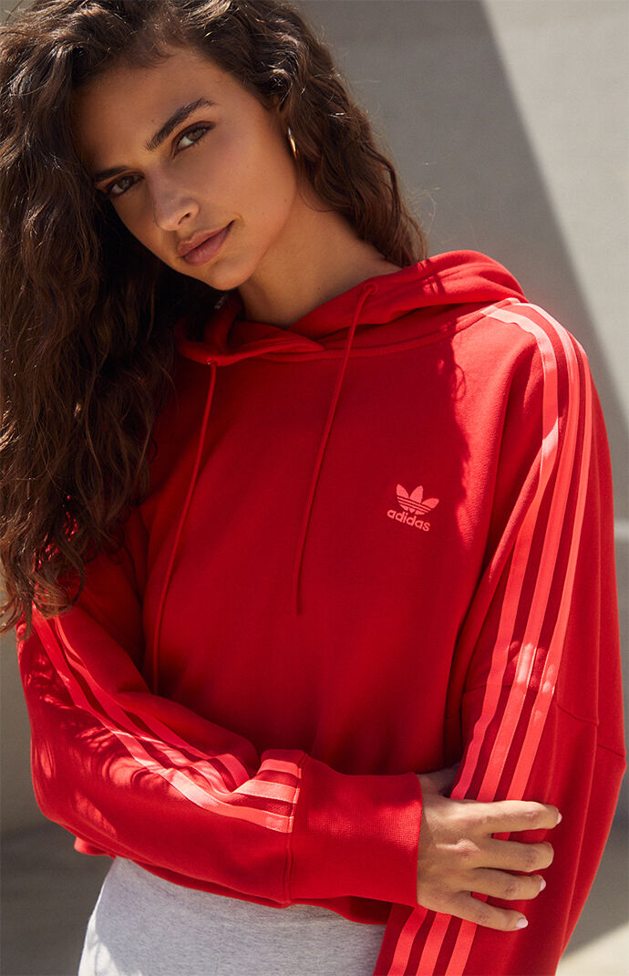 red adidas crop hoodie