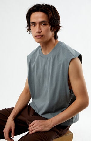 Gray Cut Off Muscle T-Shirt