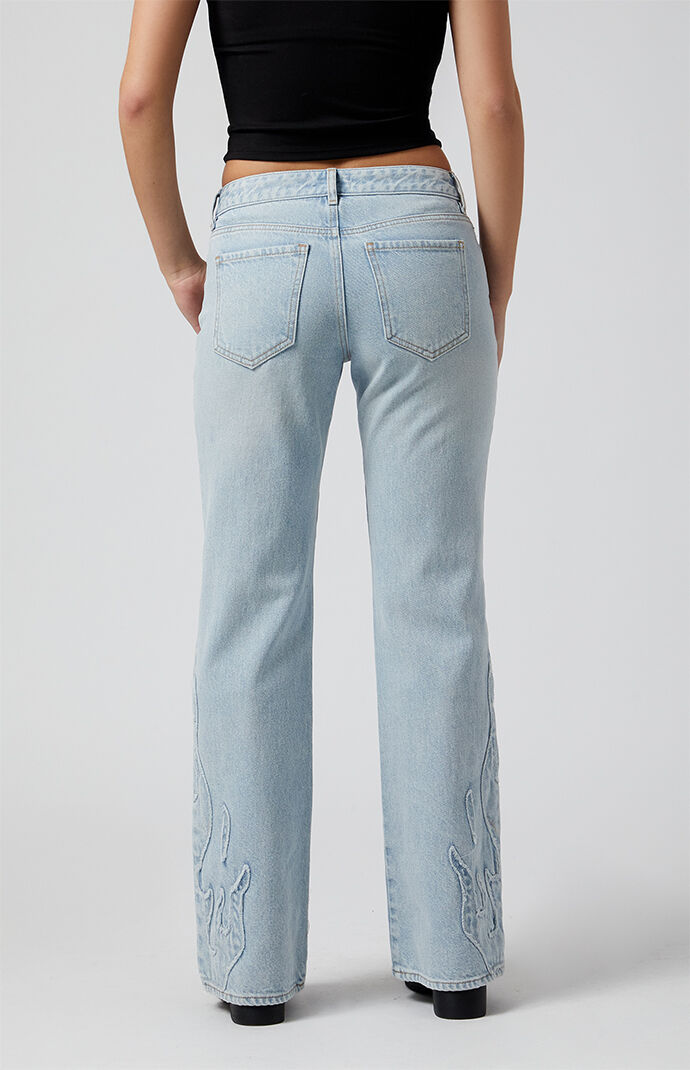 Pacsun Jade Low Rise Bootcut Jeans Flames Light Indigo | PacSun