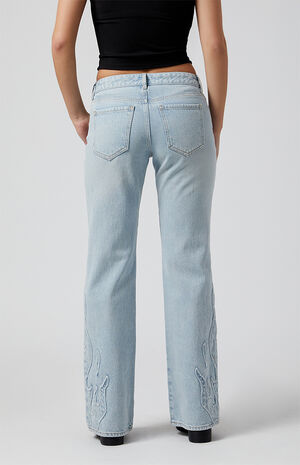 Jade Low Rise Bootcut Jeans Flames Light Indigo image number 4