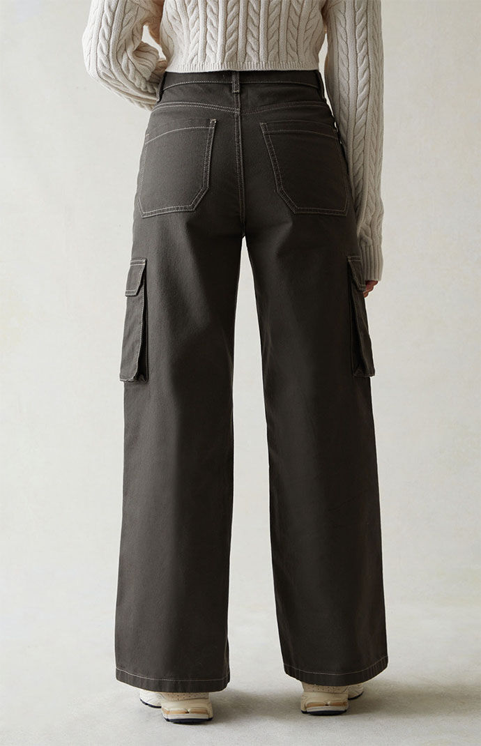 PacSun Green High Waisted Wide Leg Cargo Pants | PacSun