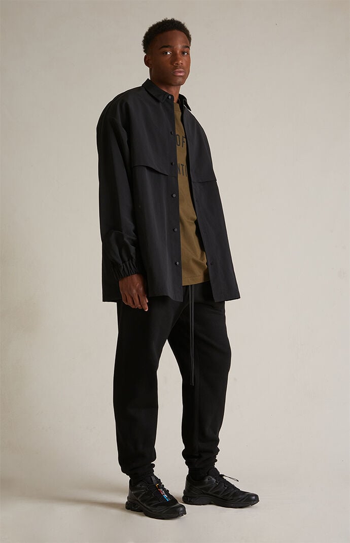 ジャケット・アウター FEAR OF GOD ESSENTIALS/NYLON OVERSHIRT Military Nylon Overshirt - Black | Fear of God ESSENTIALS