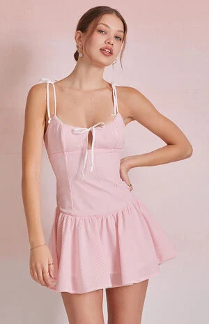 Emery Striped Tie Front Mini Dress image number 2