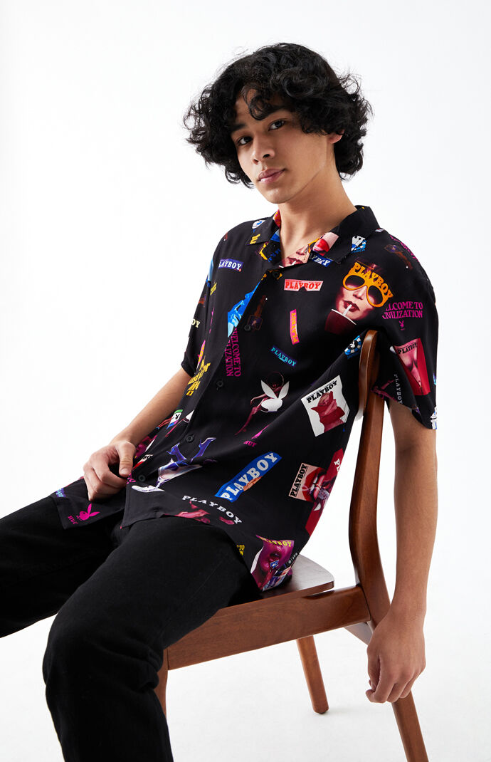 x Playboy Collage Short Sleeve Button Up Shirt
