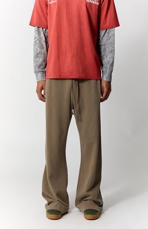 Brown Fleece Baggy Bootcut Sweatpants image number 2