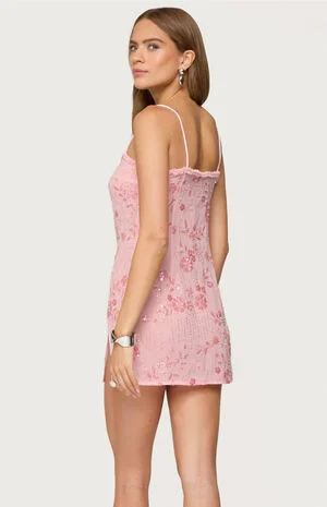 Romey Beaded Chiffon Mini Dress image number 3