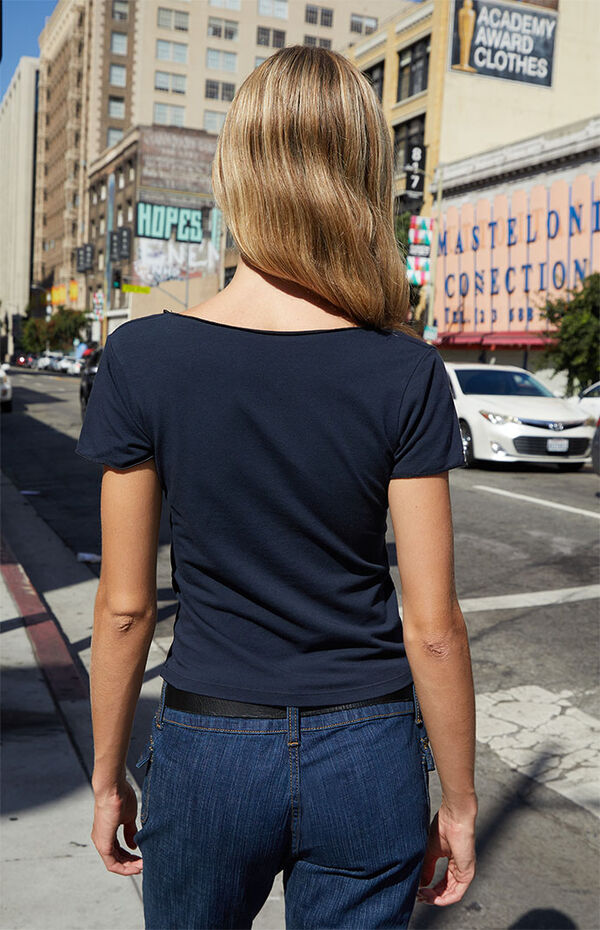 John Galt Navy Gina Cinched Top