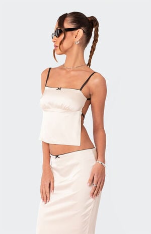 Satin Open-Back Tank Top image number 3