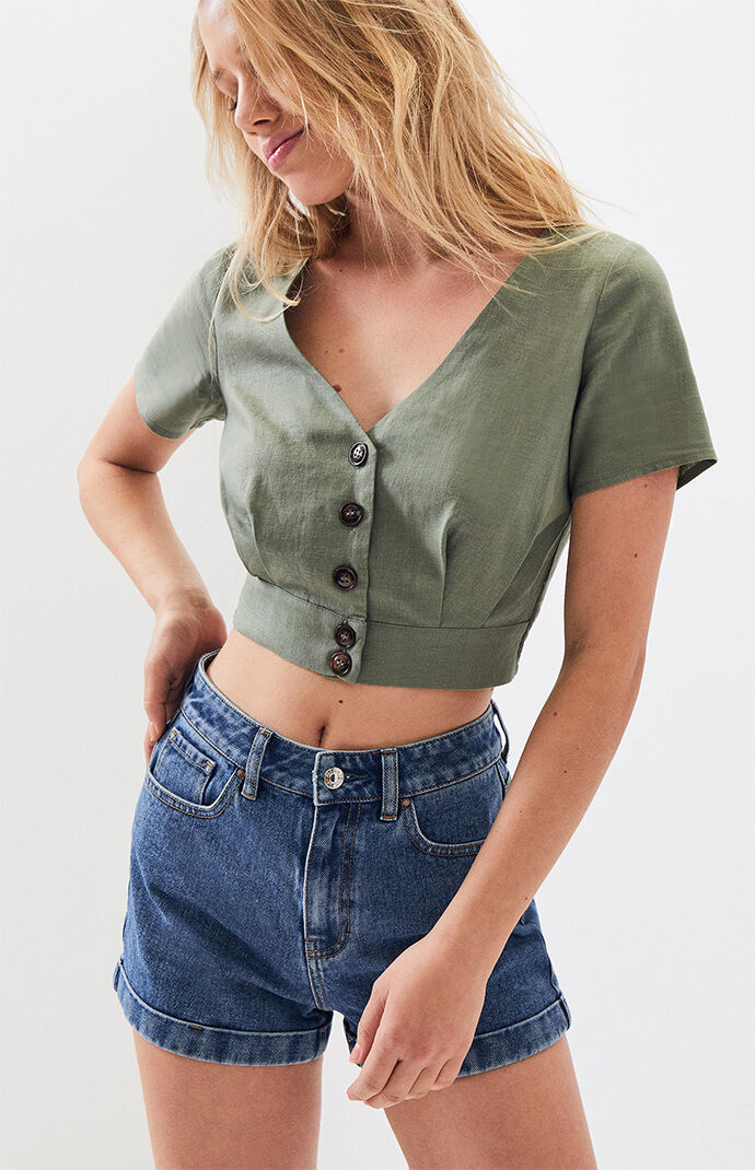 Button Front Woven Top