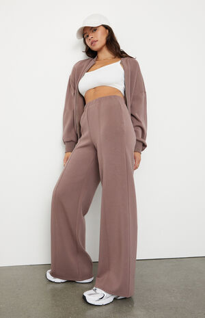 Active Tan Seamed Modal Baggy Sweatpants image number 1