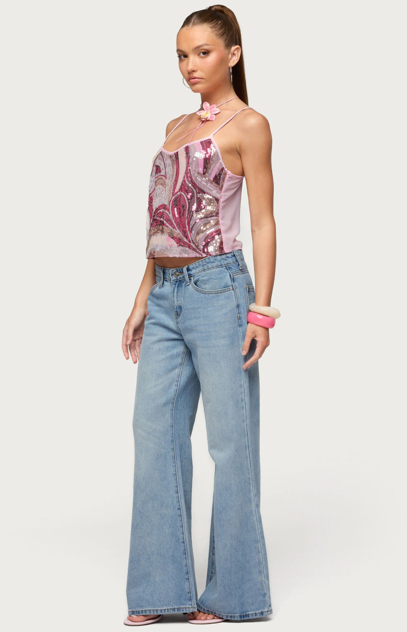 Edikted Ceran Abstract Sequin Tank Top