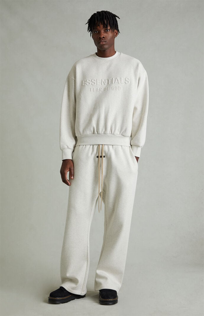Fear of God ESSENTIALS Heather Oatmeal Fleece Flare Sweatpants