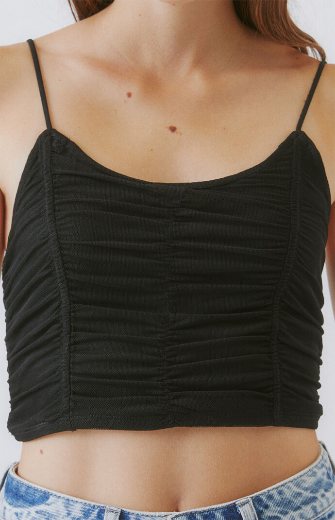Mesh Gathered Tank Top