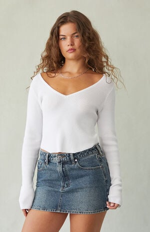 Bella Dark Indigo Mid Rise Denim Mini Skirt image number 2