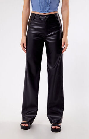 Faux Leather Low Rise Straight Leg Pants image number 2