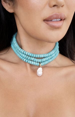 Marina Layers Turquoise Beaded Pearl Pendant Necklace image number 2