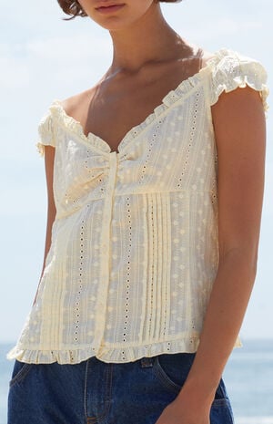 Yellow Eyelet Elena Top image number 2