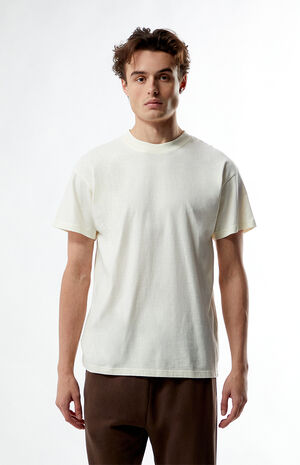 Cream Solid Soft Oversized T-Shirt image number 1
