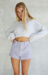 Eco Lavender High Waisted Carpenter Shorts Eco Lavender High Waisted Carpenter Shorts image number null