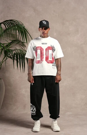 00 Distressed Grunge Raw Cropped Oversized T-Shirt image number 1