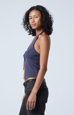 Euna Lace Front Sweater Halter Top image number 4