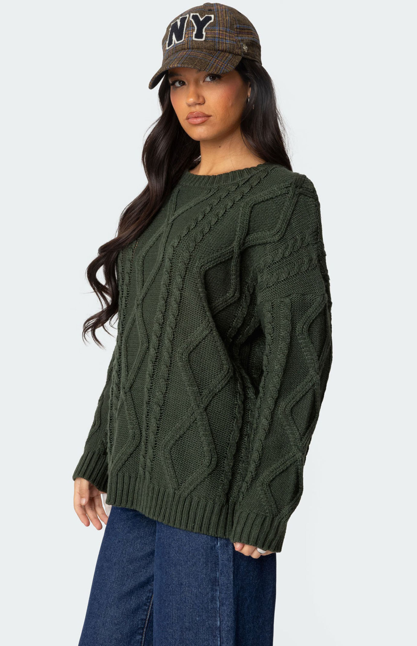 Edikted Kennedy Oversized Cable Knit Sweater | Pacsun
