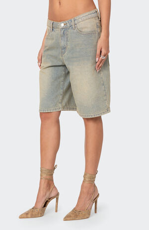 Shira Washed Denim Bermuda Shorts image number 3