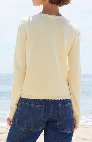 Yellow Zoe Scalloped Cardigan image number 4