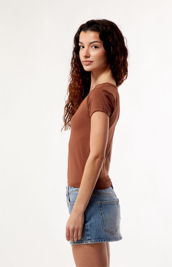 Your Favorite Lucy Deep V Short Sleeve Top