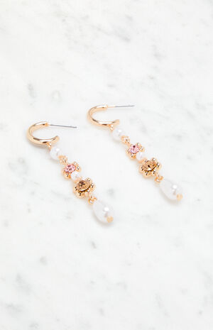 Pearl Flower Drop Earrings image number 2