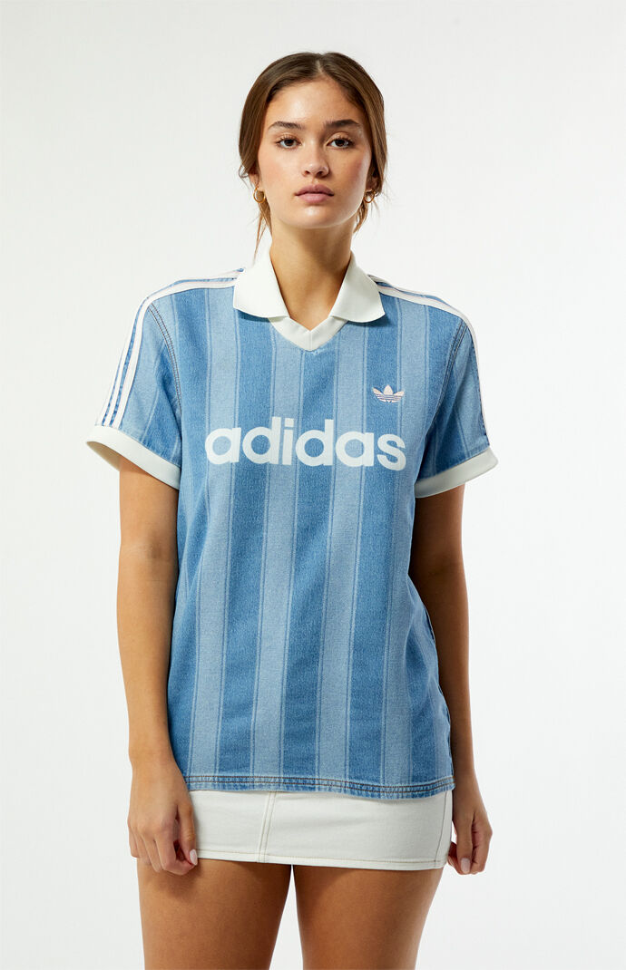  アディダス デニム フットボール ジャージー adidas Denim Short Sleeve Football Jersey | Pacsun