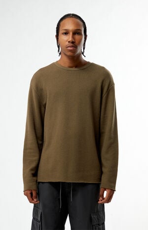 Brown Basic Waffle Knit Long Sleeve Shirt&nbsp; image number 1