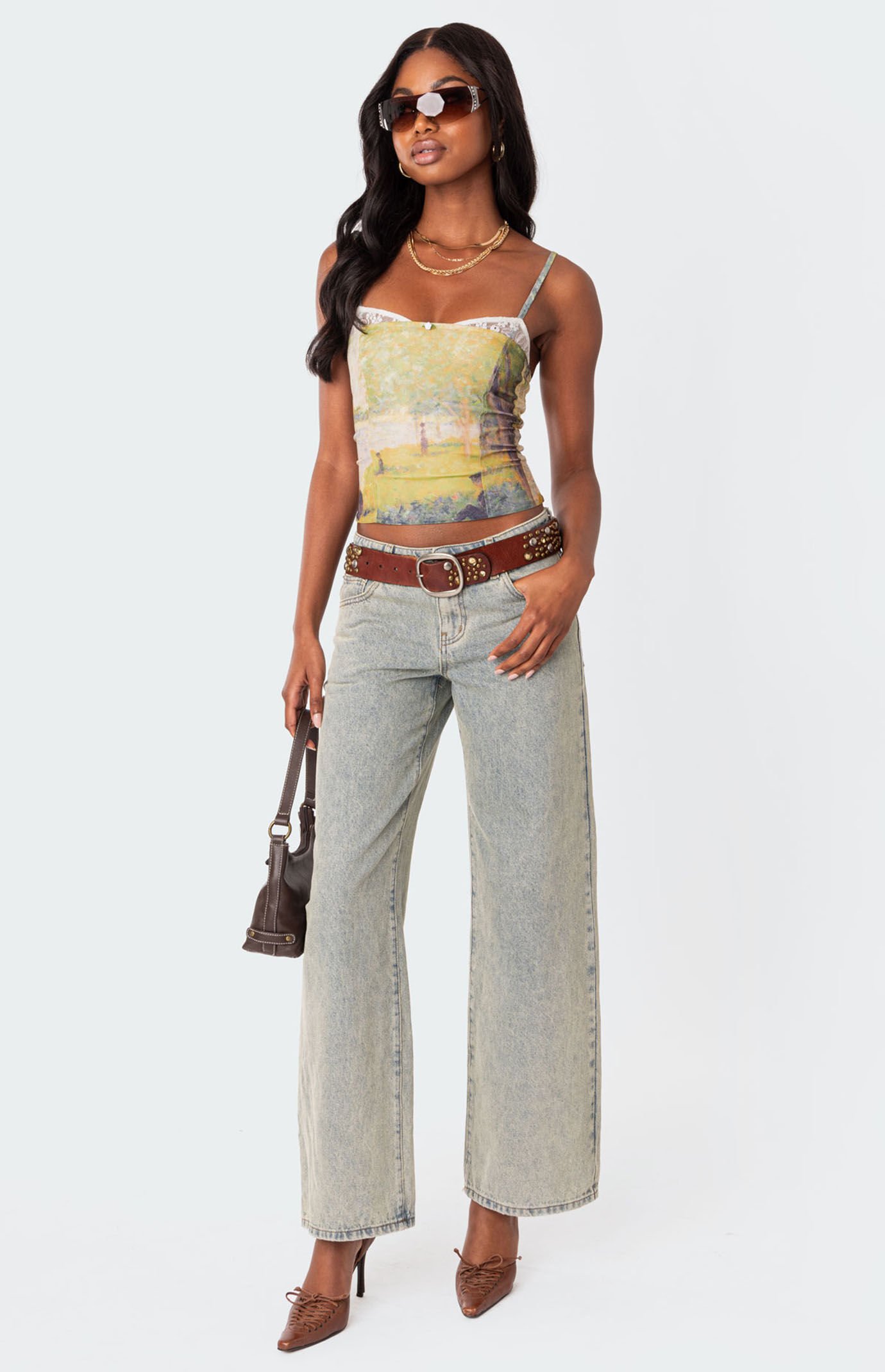 épine lace bare top & cardigan Women Lace V-Neck Tie-Strap Cardigan Long-Sleeved Top