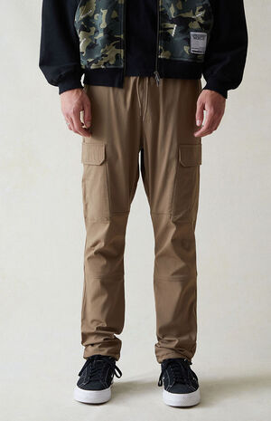 Brown Performance Athletic Slim Cargo Pants image number 1