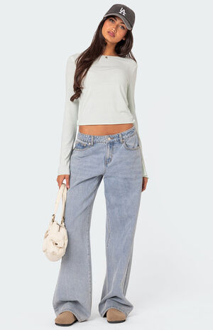 Maddison Pointelle Long Sleeve T Shirt image number 2